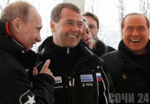 Медведев, Путин и Берлускони провели мартовские праздники в Сочи